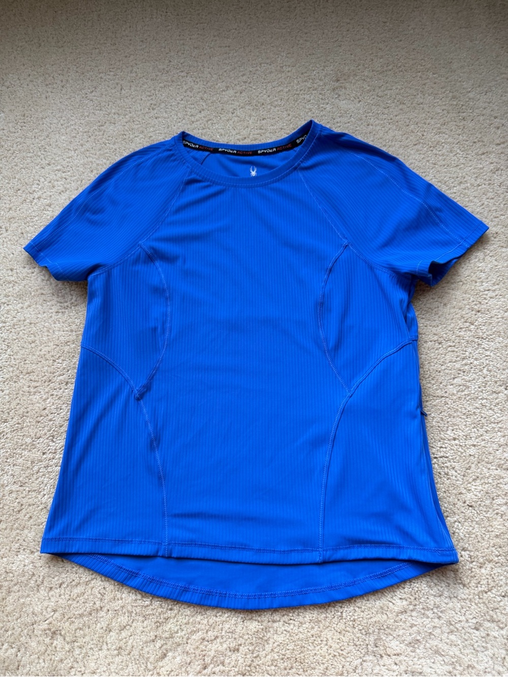 Spyder Active Women's Blue T-Shirt w/ Side Zipper Pocket - Size M - EUC